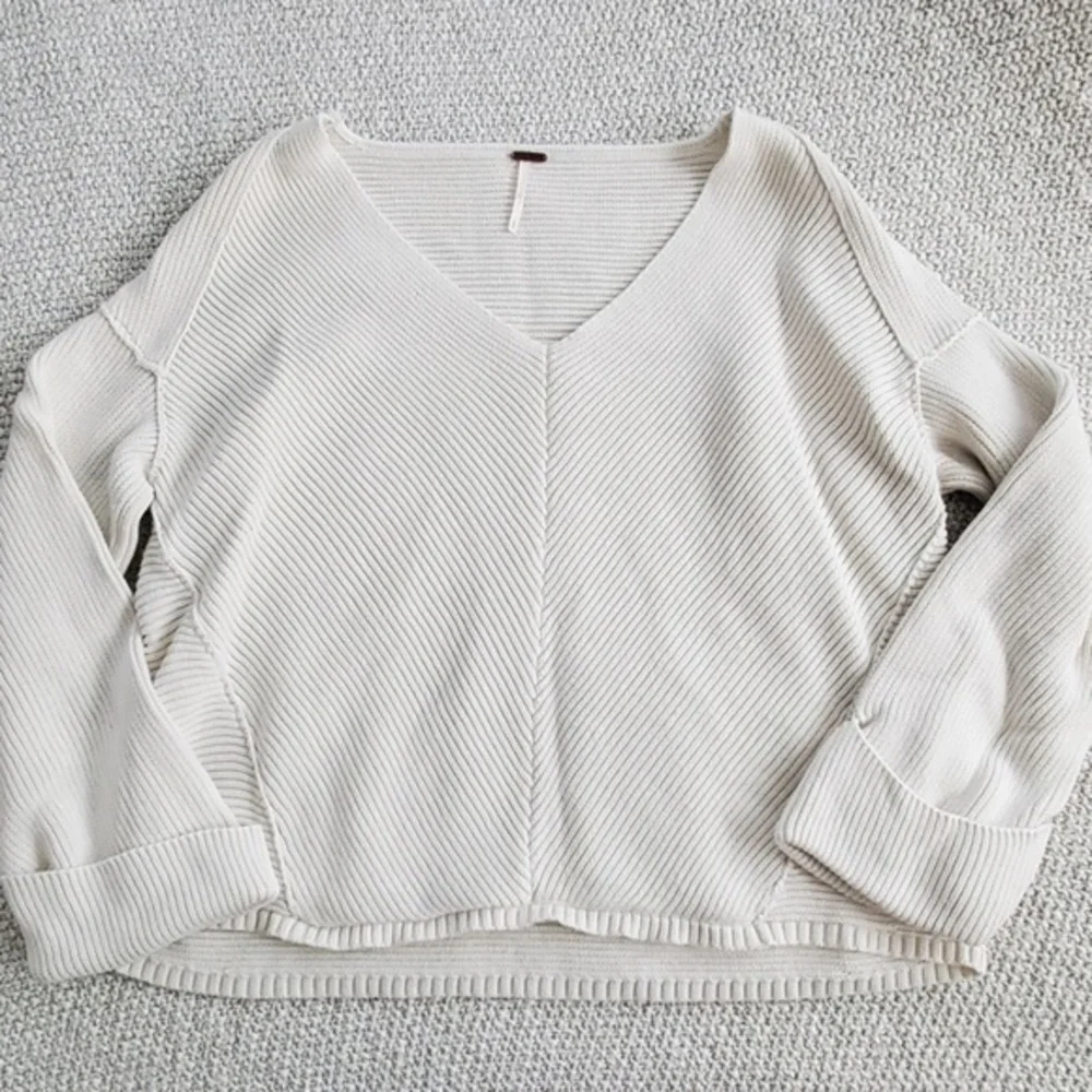 Free People Oversized Chunky Knit Sweater La Brea Heavy Cream Ivory Pullover Top